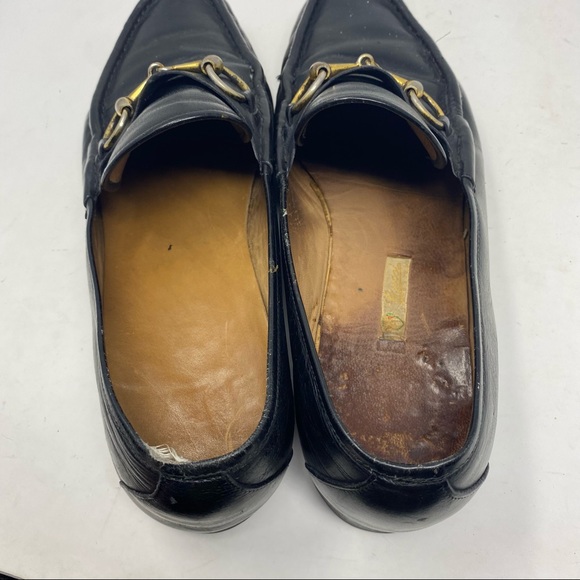 Gucci Black Leather Loafers with Gold Accents - Picture 8 of 13